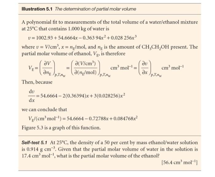 Solved Illustration 5.1 The determination of partial molar | Chegg.com