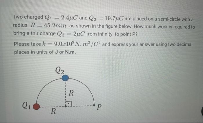 Solved Two charged Q1=2.4μC and Q2=19.7μC are placed on a | Chegg.com