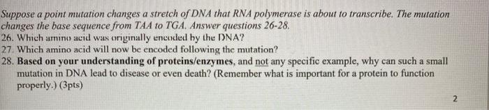 Solved Suppose a point mutation changes a stretch of DNA | Chegg.com
