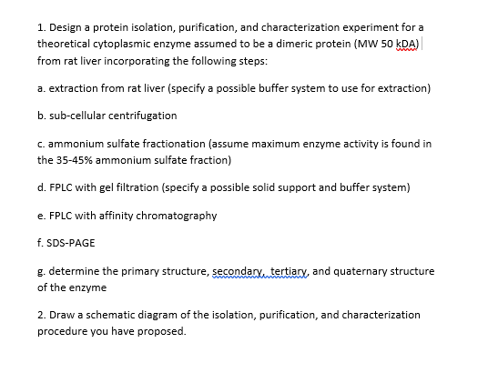 1. Design A Protein Isolation, Purification, And | Chegg.com