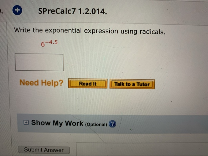 Solved SPreCalc7 1.2.014. Write the exponential expression | Chegg.com