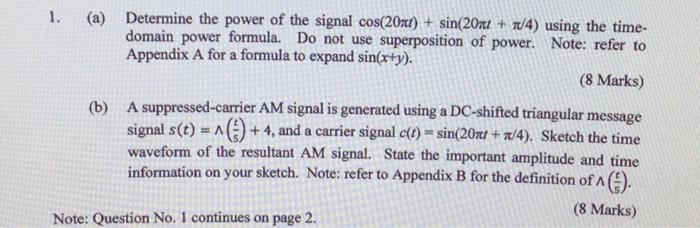 Solved (a) Determine the power of the signal | Chegg.com