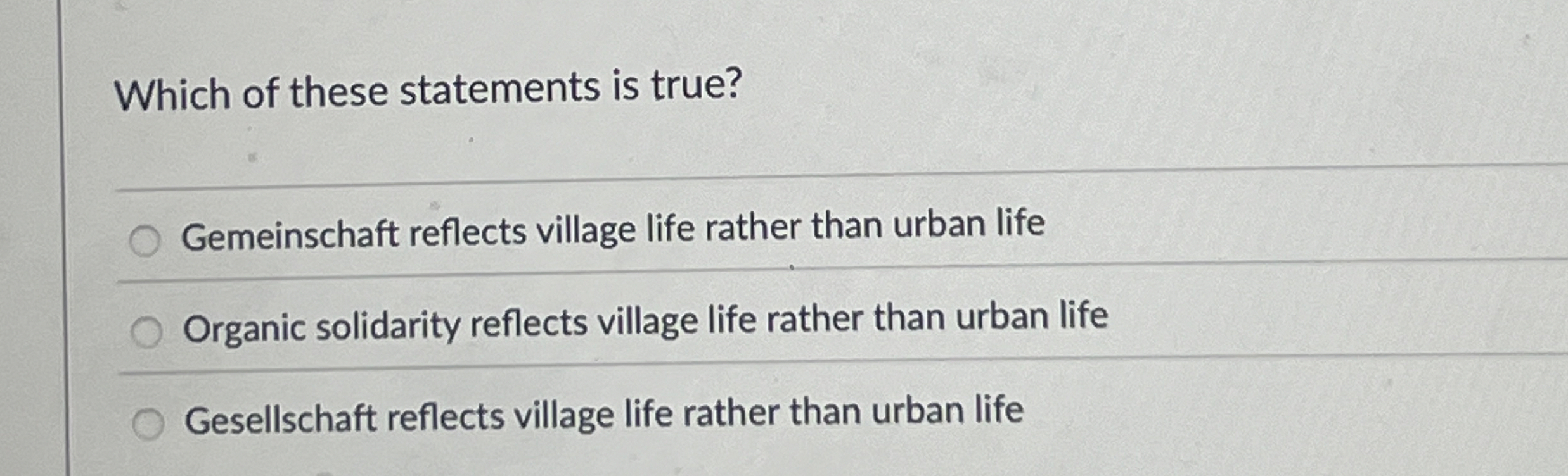 Solved Which of these statements is true?Gemeinschaft | Chegg.com
