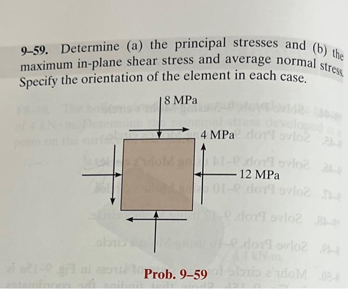 Solved 9-59. Determine (a) the principal stresses and (b) | Chegg.com