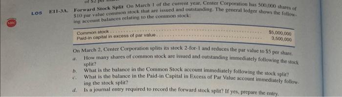 Solved A. Forward Stock Split On March I of the current | Chegg.com