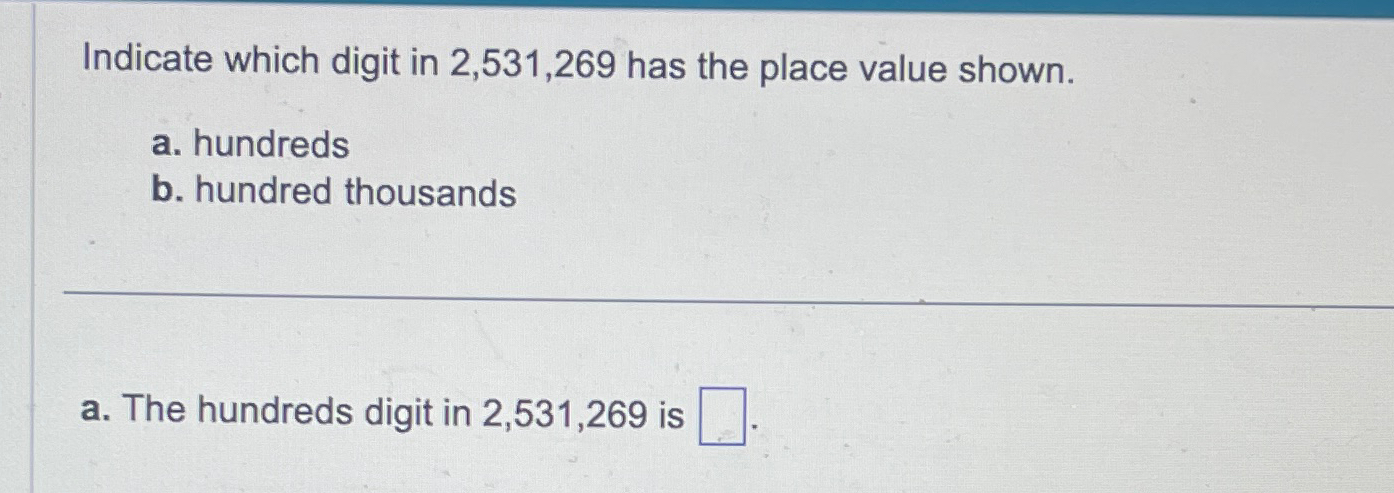 Solved Indicate Which Digit In 2,531,269 ﻿has The Place | Chegg.com