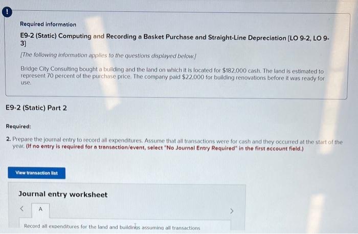 Solved Required information E9-2 (Static) Computing and | Chegg.com