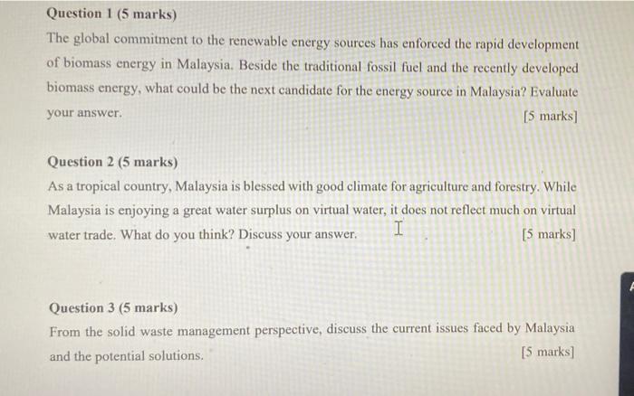 Solved Question 1 (5 marks) The global commitment to the