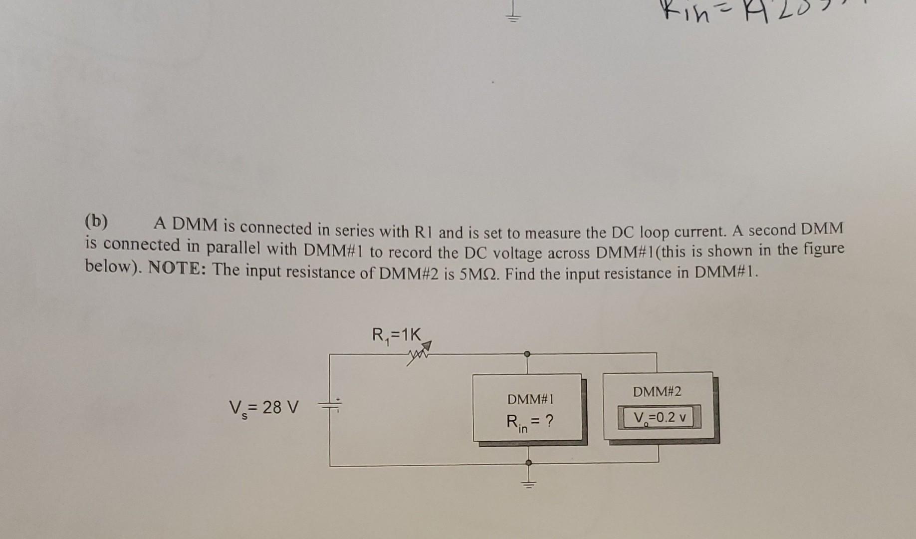Solved A DMM is connected in series with R1andi is set to | Chegg.com