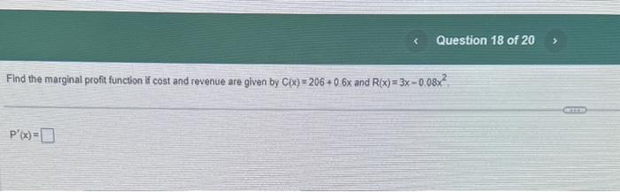 Solved Find the marginal profit function lif cost and | Chegg.com