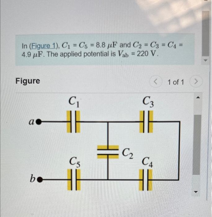 Solved In (Figure 1), C1=C5=8.8μF and C2=C3=C4= 4.9μF. The | Chegg.com