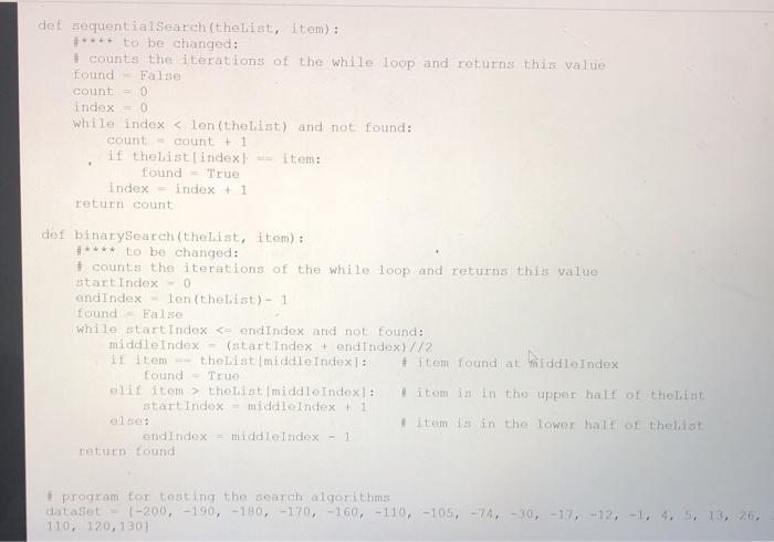 Solved det sequential Search (thelist, item): ***** to be | Chegg.com