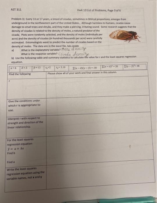 Solved Ast 311 Hwk 10 List Of Problems Page 3 Of 6 Problem