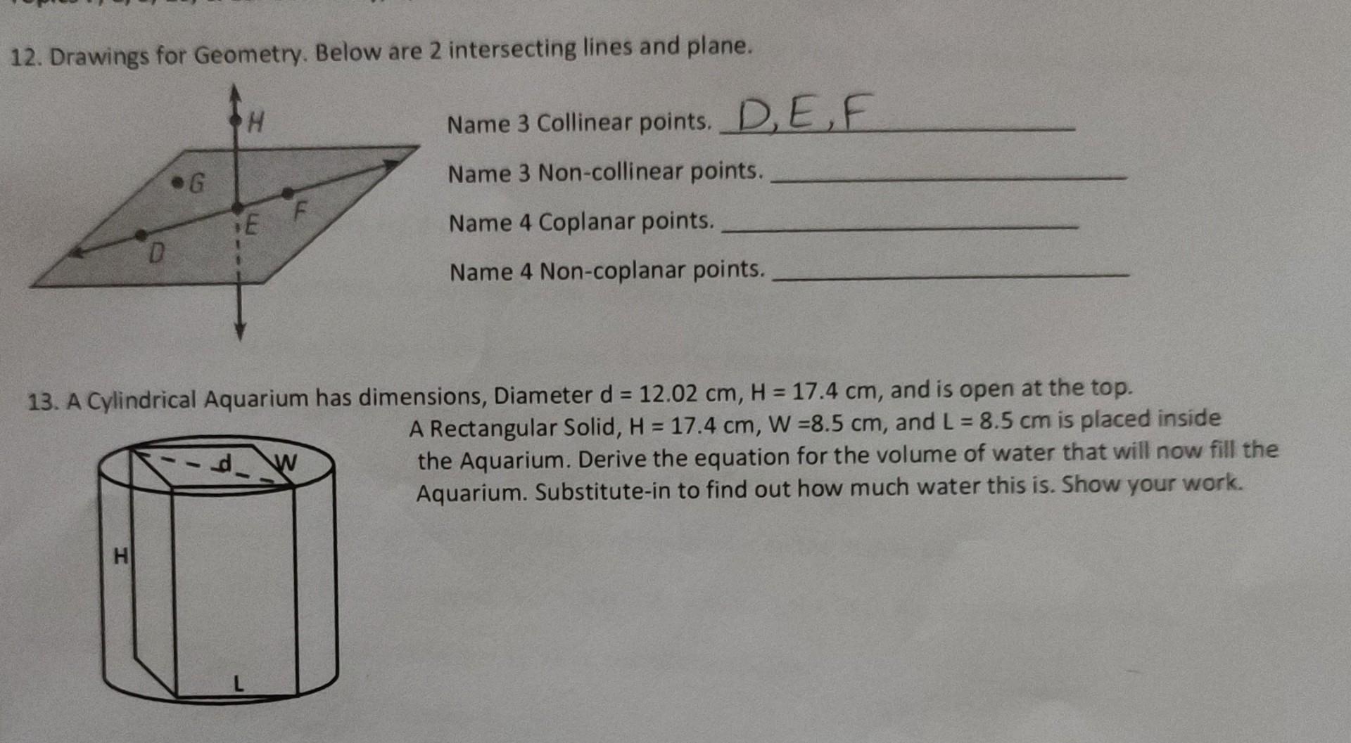Solved 12. Drawings for Geometry. Below are 2 intersecting | Chegg.com