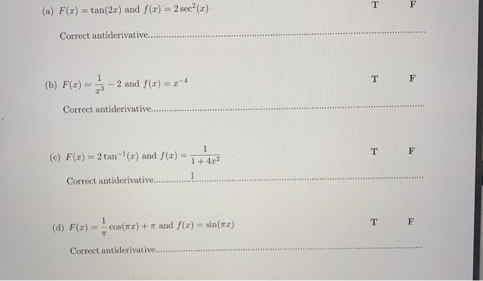 Solved A F X Tan 2x And F X 2 Sec 3 Correct Chegg Com