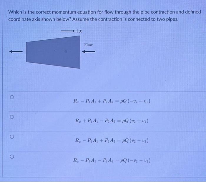Solved Which is the correct momentum equation for flow | Chegg.com