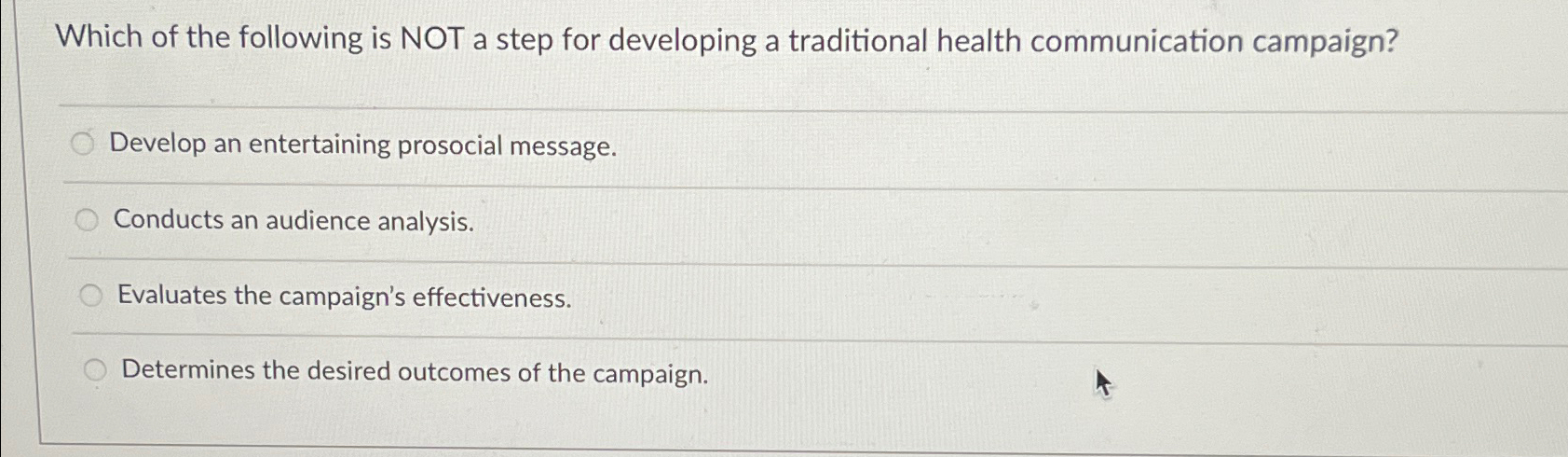 Solved Which of the following is NOT a step for developing a | Chegg.com