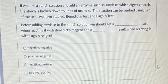 Solved If we take a starch solution and add an enzyme such | Chegg.com