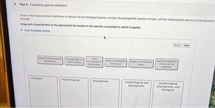 Solved Theee of the most prominent definitions of species | Chegg.com