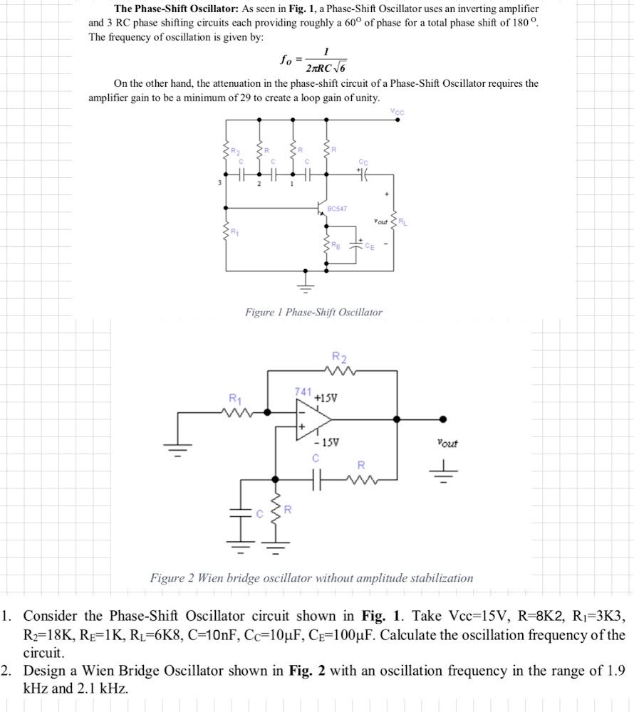 Solved The Phase-Shift Oscillator: As seen in Fig. 1, ﻿a | Chegg.com