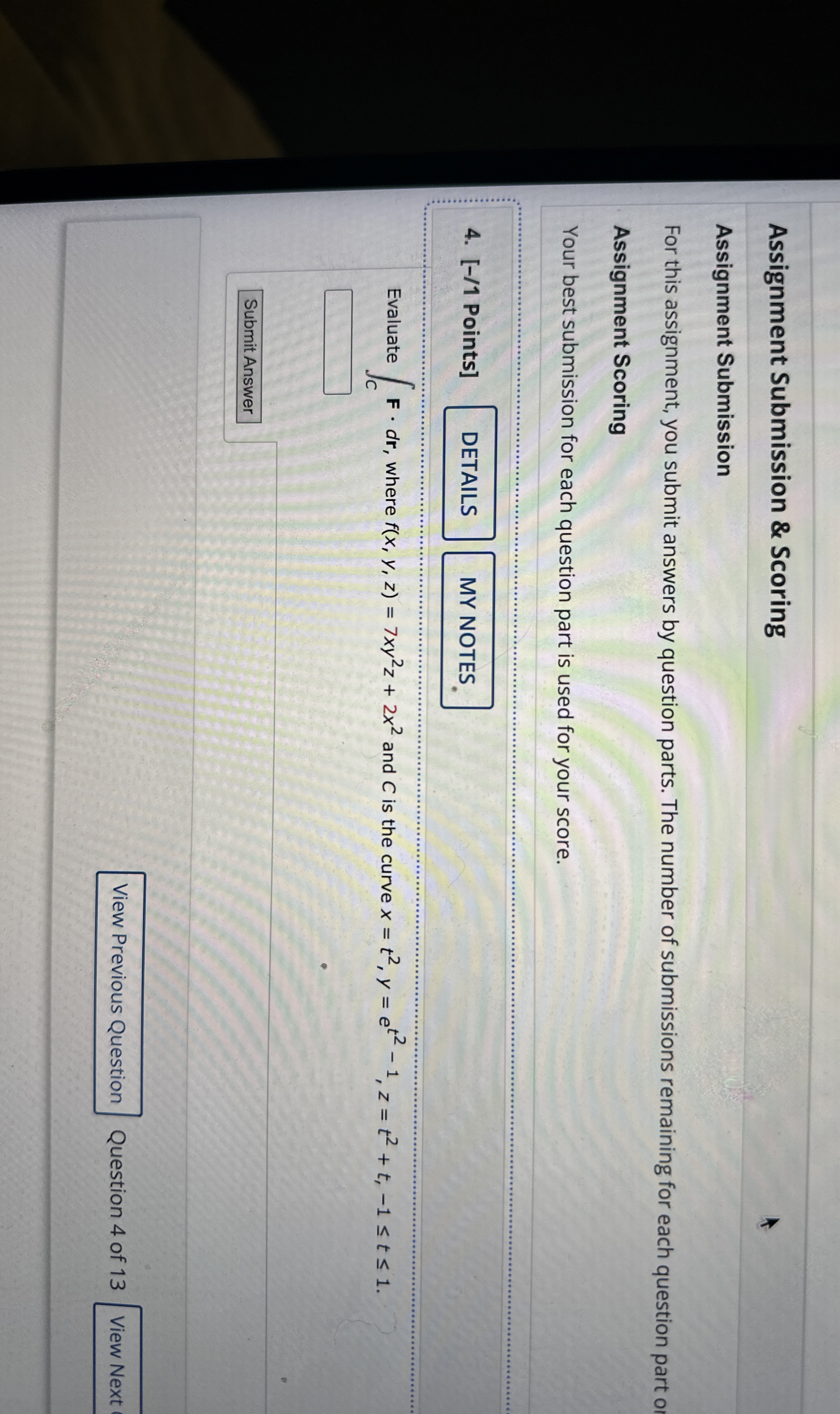 Solved Your best submission for each question part is used | Chegg.com