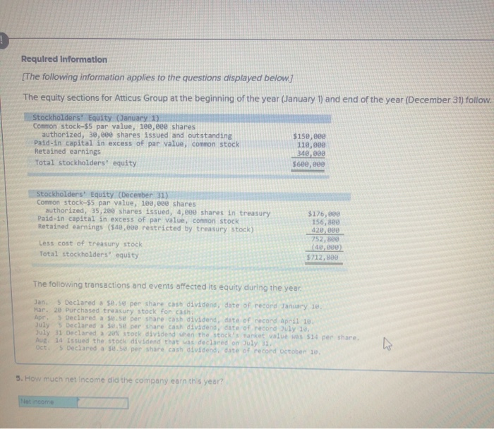 Solved The equity sections for Atticus Group at the