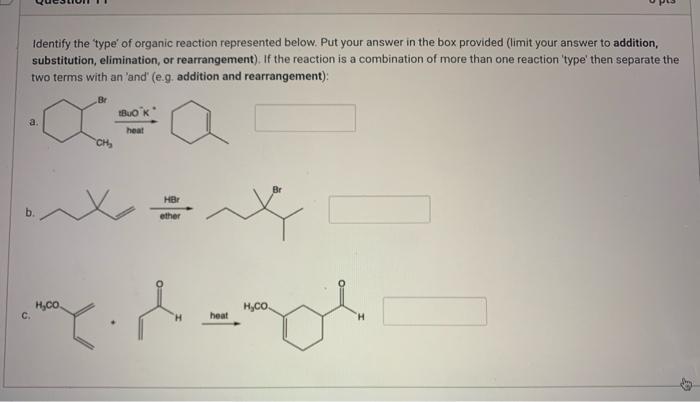 Solved Identify the type of organic reaction represented | Chegg.com