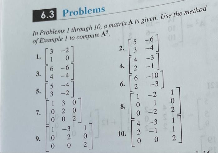 Solved 6.3 Problems In Problems 1 through 10, a matrix A is | Chegg.com