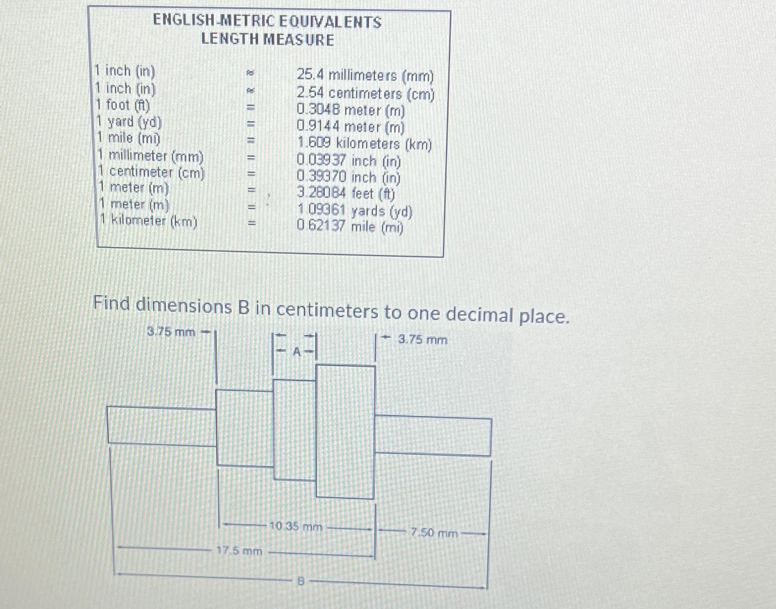 Meter centimeter clearance table