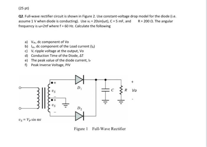 Solved Q2. Full-wave rectifier circuit is shown in Figure 2. | Chegg.com