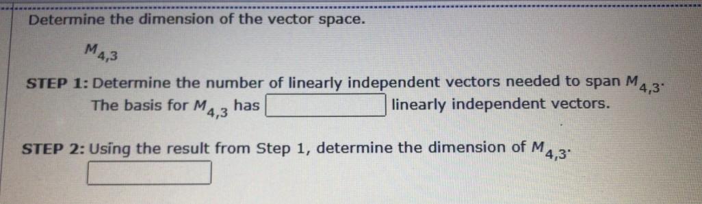 determine the dimension of the vector space r4