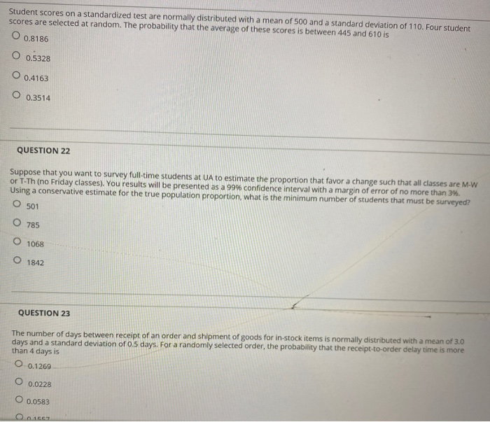 Solved Student scores on a standardized test are normally | Chegg.com