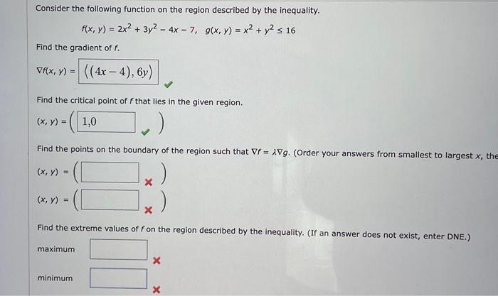 Solved Consider The Following Function On The Region