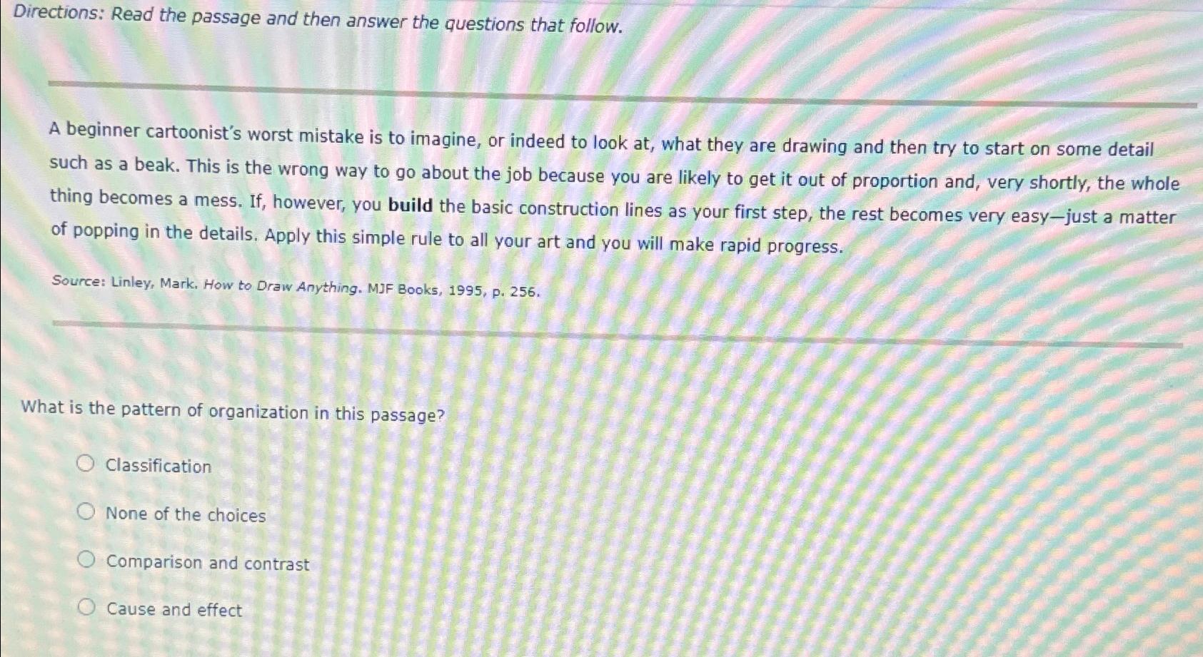 Solved Directions: Read the passage and then answer the | Chegg.com