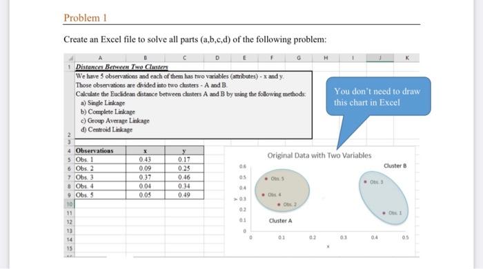 Problem 1 Create an Excel file to solve all parts | Chegg.com