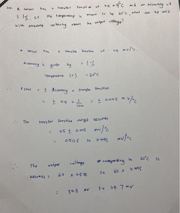 Solved 21 output voltage? The sensor in Problem 20 is used | Chegg.com