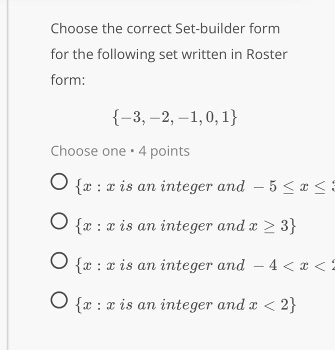 set builder form questions