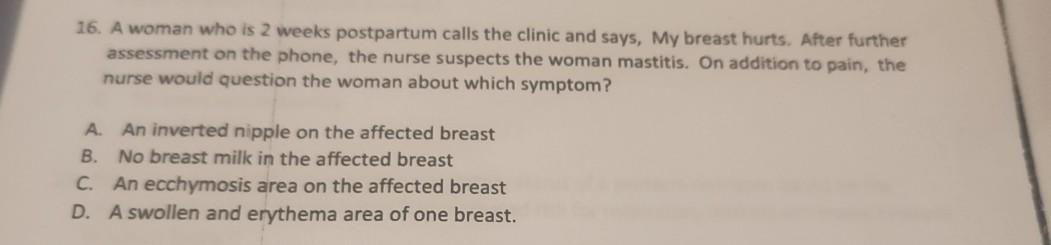 solved-a-woman-who-is-2-weeks-postpartum-calls-the-clinic-chegg