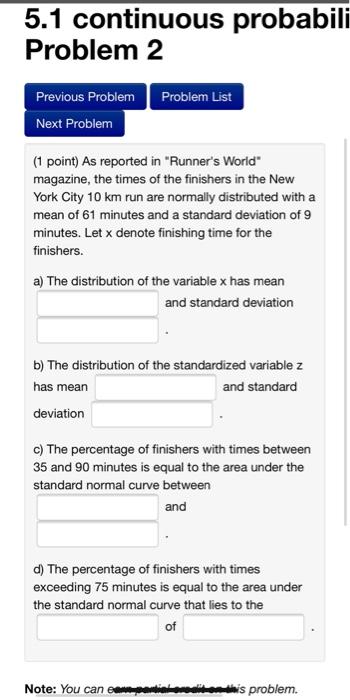 Solved 5.1 continuous probabili Problem 2 Problem List | Chegg.com
