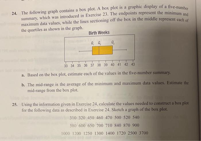 Solved 24. The following graph contains a box plot. A box | Chegg.com