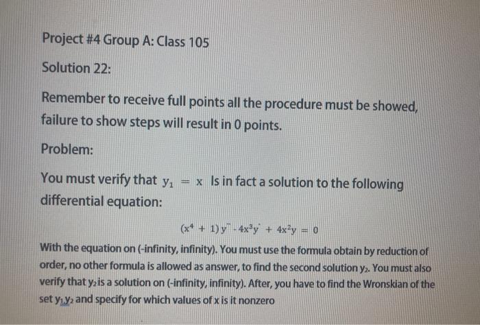 Solved Project #4 Group A: Class 105 Solution 22: Remember | Chegg.com