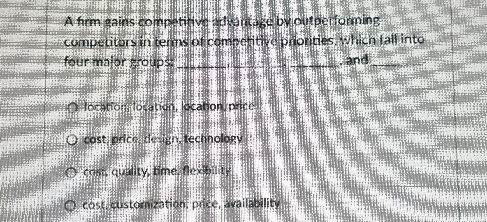 Solved A firm gains competitive advantage by outperforming | Chegg.com