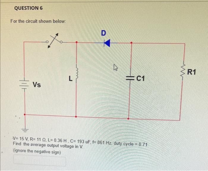 Solved QUESTION 5 For the circuit shown below: L R1 W =C1 D | Chegg.com