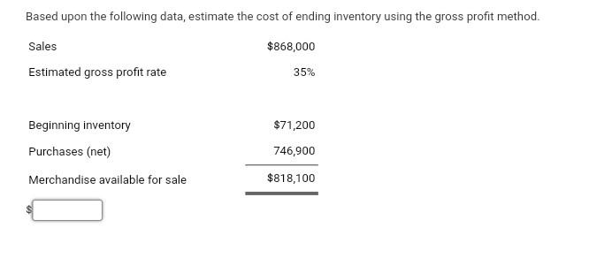 Solved Based upon the following data, estimate the cost of | Chegg.com