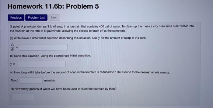 Solved Homework 11.6b: Problem 4 Previous Problem List Next | Chegg.com
