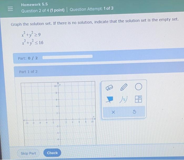 Solved Graph the solution set. If there is no solution, | Chegg.com