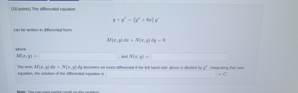 Solved (10 ﻿points) ﻿The differential | Chegg.com