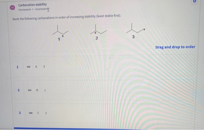 Solved Carbocation Stability Homework. Unanswere Rank The | Chegg.com