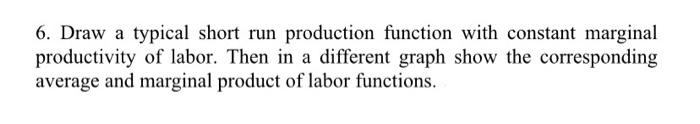 Solved 6. Draw A Typical Short Run Production Function With | Chegg.com