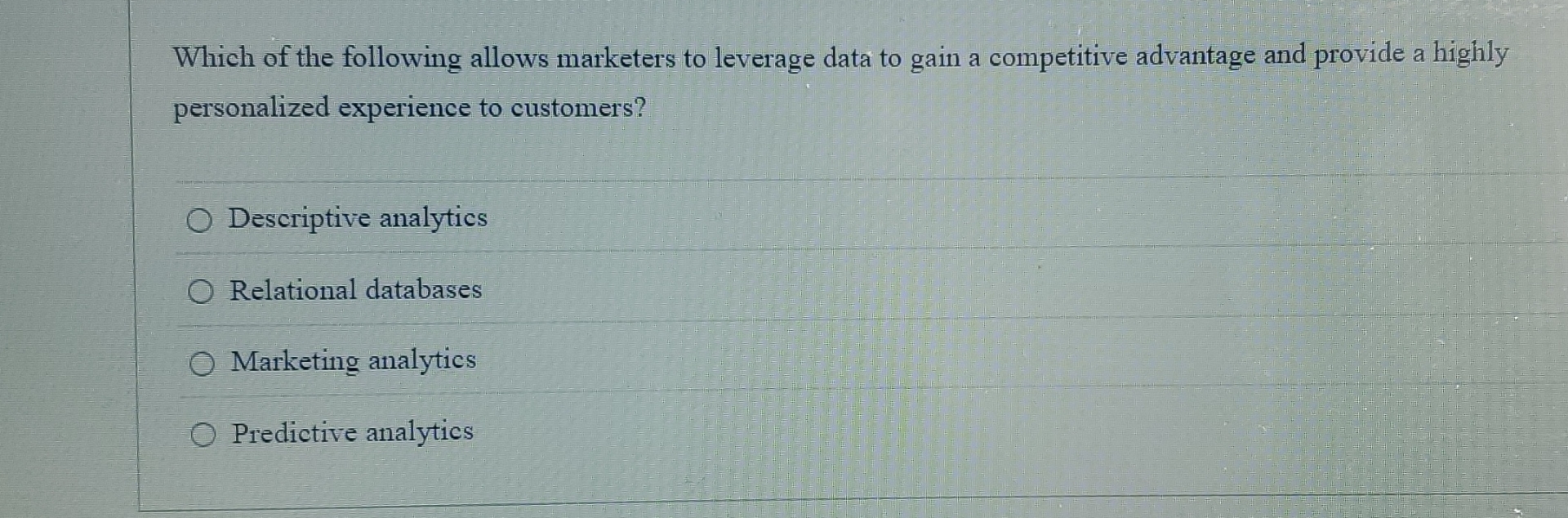 Solved Which of the following allows marketers to leverage